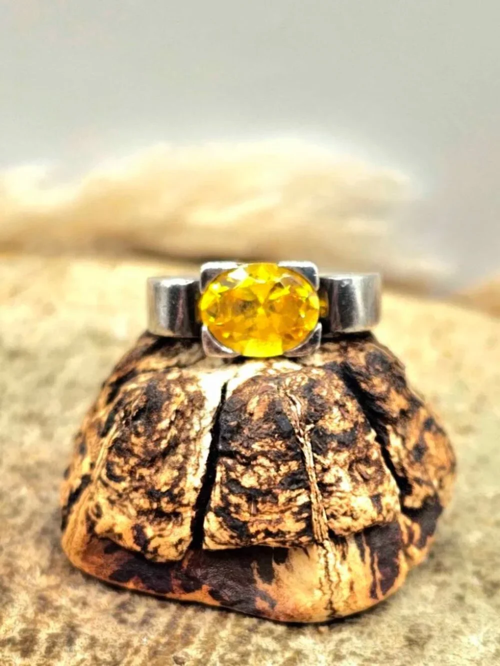 Folli Follie Yellow 0.52 Carats Yellow Gemstone Sterling 925 Ring (6.75)